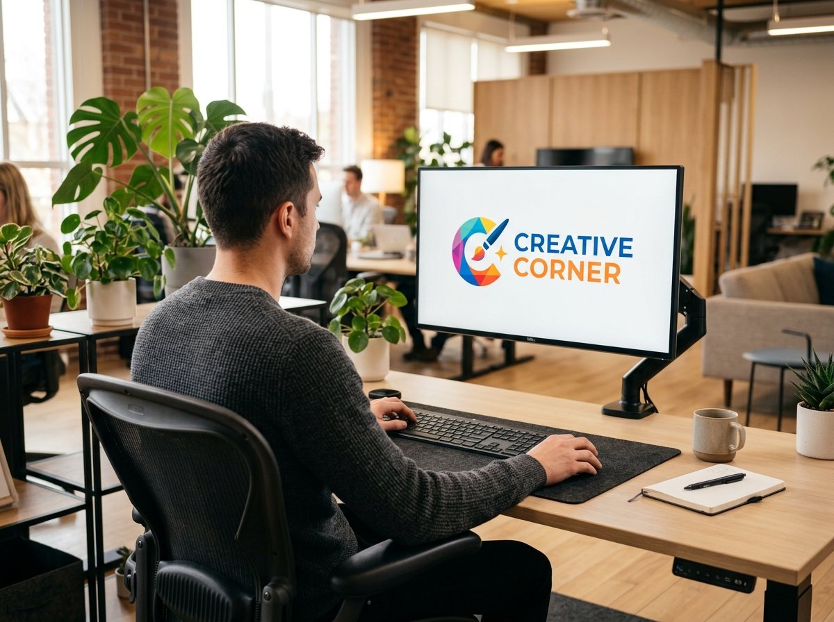 Creative Corner designer working on computer